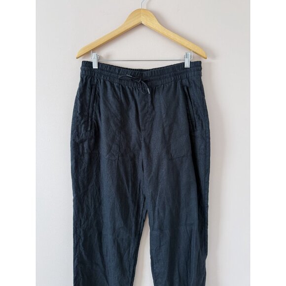 Athleta 100% Linen Retreat High Rise Tapered Jogger Black Commute Travel M/T - Picture 4 of 10